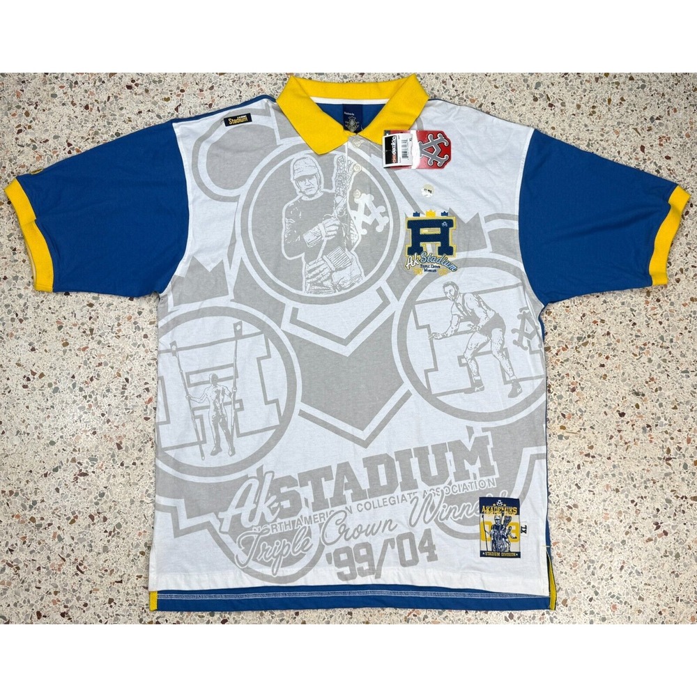 Akademiks Stadim Division Triple Crown Winners Vtg Men's Polo Shirt Size‎ XL